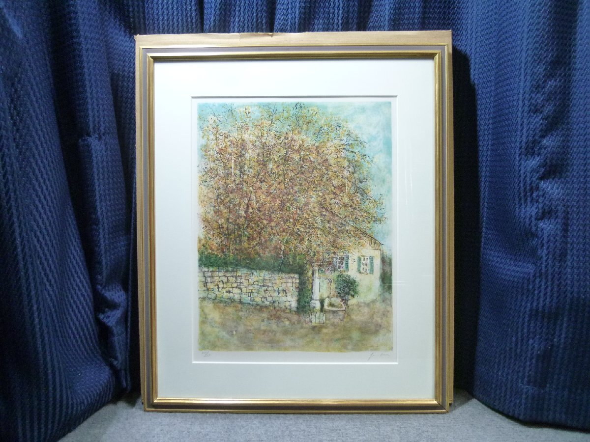 ◎ Bernard Gantner ベルナール・ガントナー 「秋の石垣」 リトグラフ 版画 ◎