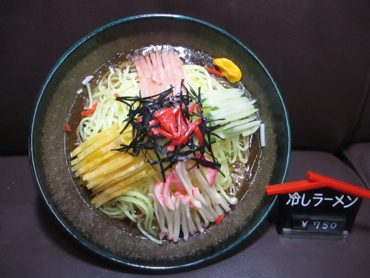 まぁまぁ綺麗?食品サンプル★うどん屋さんの実物大 実寸大！ 冷やしらーめん 冷やし中華 陶器どんぶり付き★80