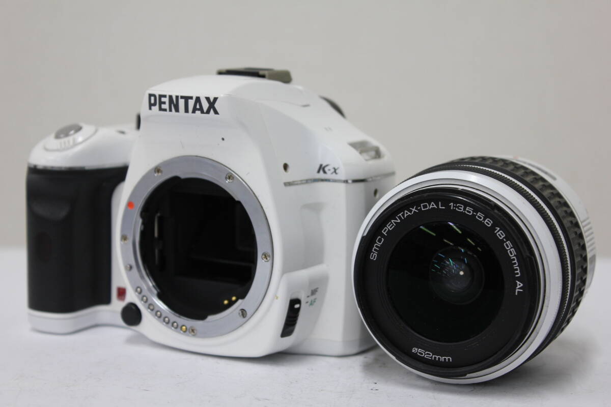 【返品保証】 ペンタックス Pentax K-x ホワイト PENTAX-DAL 18-55mm F3.5-5.6 AL デジタル一眼 e3460