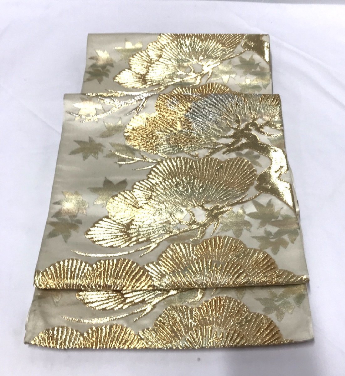 袋帯 帯締め セット 金糸 銀糸 松 もみじ 緑 ゴージャス 豪華 お祝い 着物小物 和装小物 道楽札幌