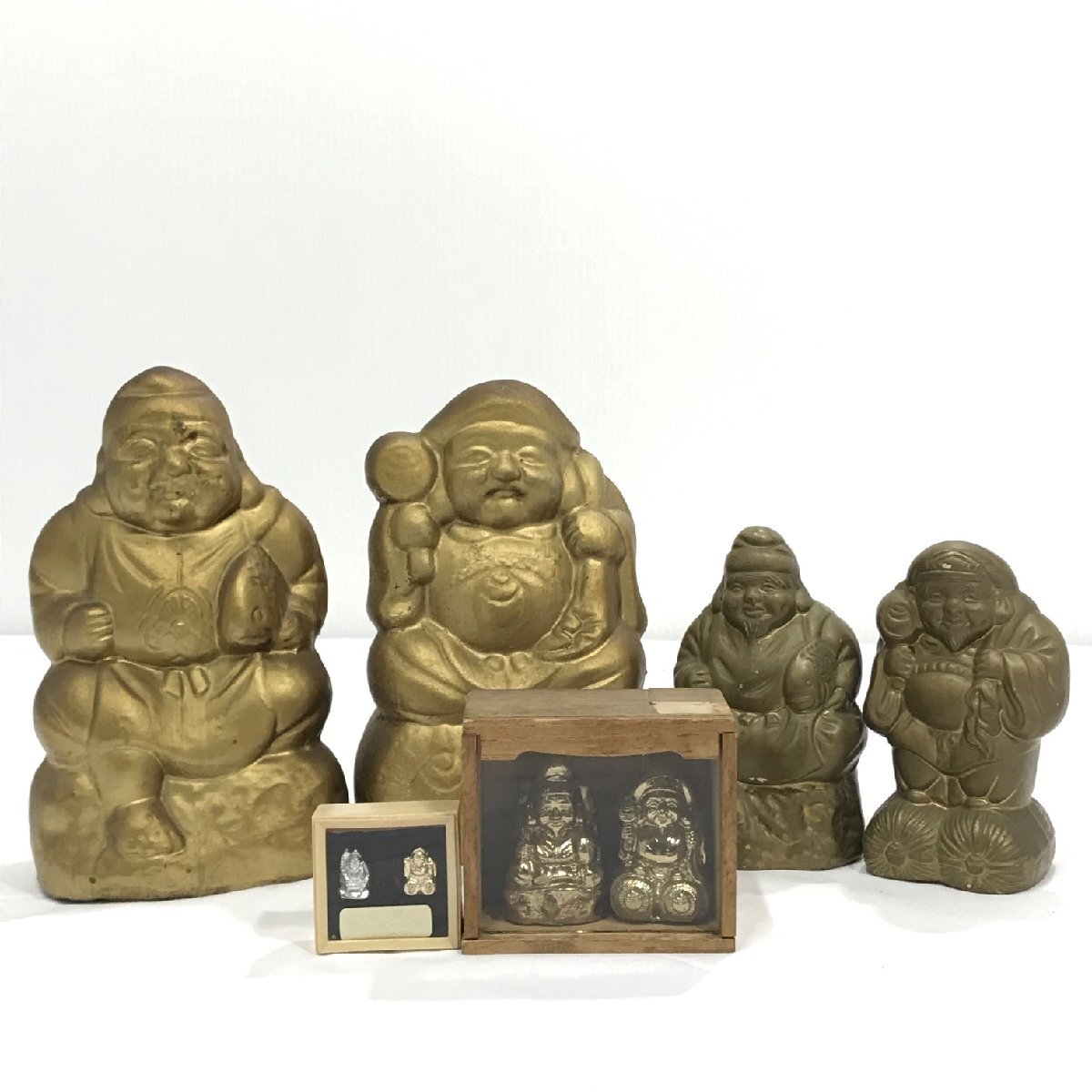 大黒天 恵比寿天 二福神 像 4点　合計8体セット 大黒様 恵比寿様 縁起物 大/高さ約18.5㎝ 神様 商売繁盛 開運招福 インテリア【道楽札幌】