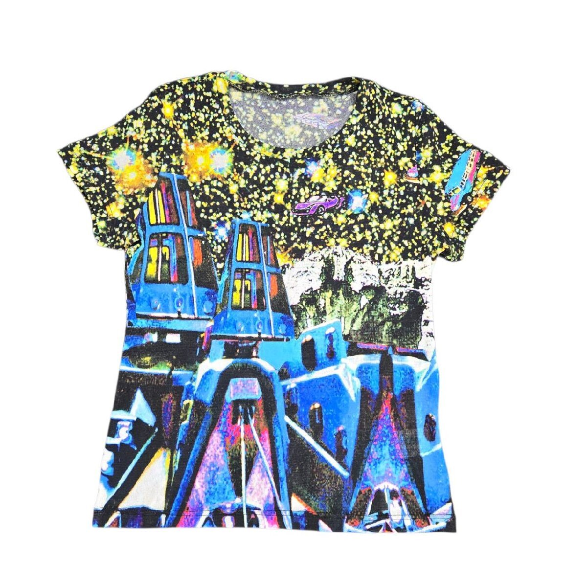 me ISSEY MIYAKE イッセイミヤケ ミー 半袖 カットソー トップス 総柄 未来 宇宙 レディース アパレル ブランド◆