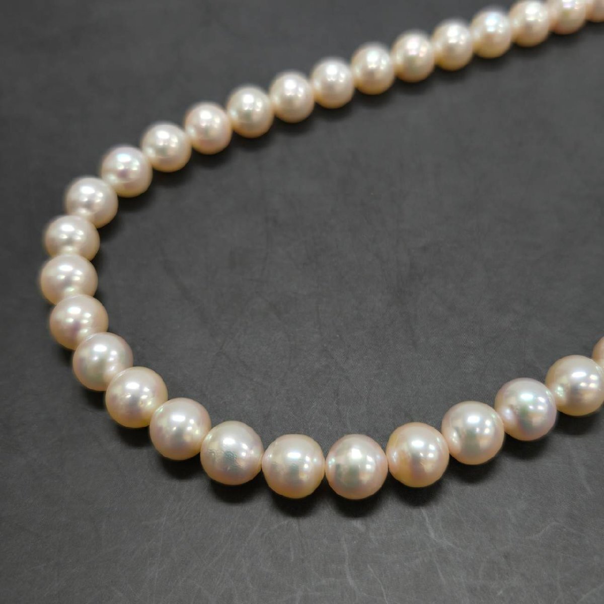 真珠 パール ネックレス 留具シルバー刻印 パールサイズ 約7.5-7.9mm 約37.6g アクセサリー ジュエリー フォーマル