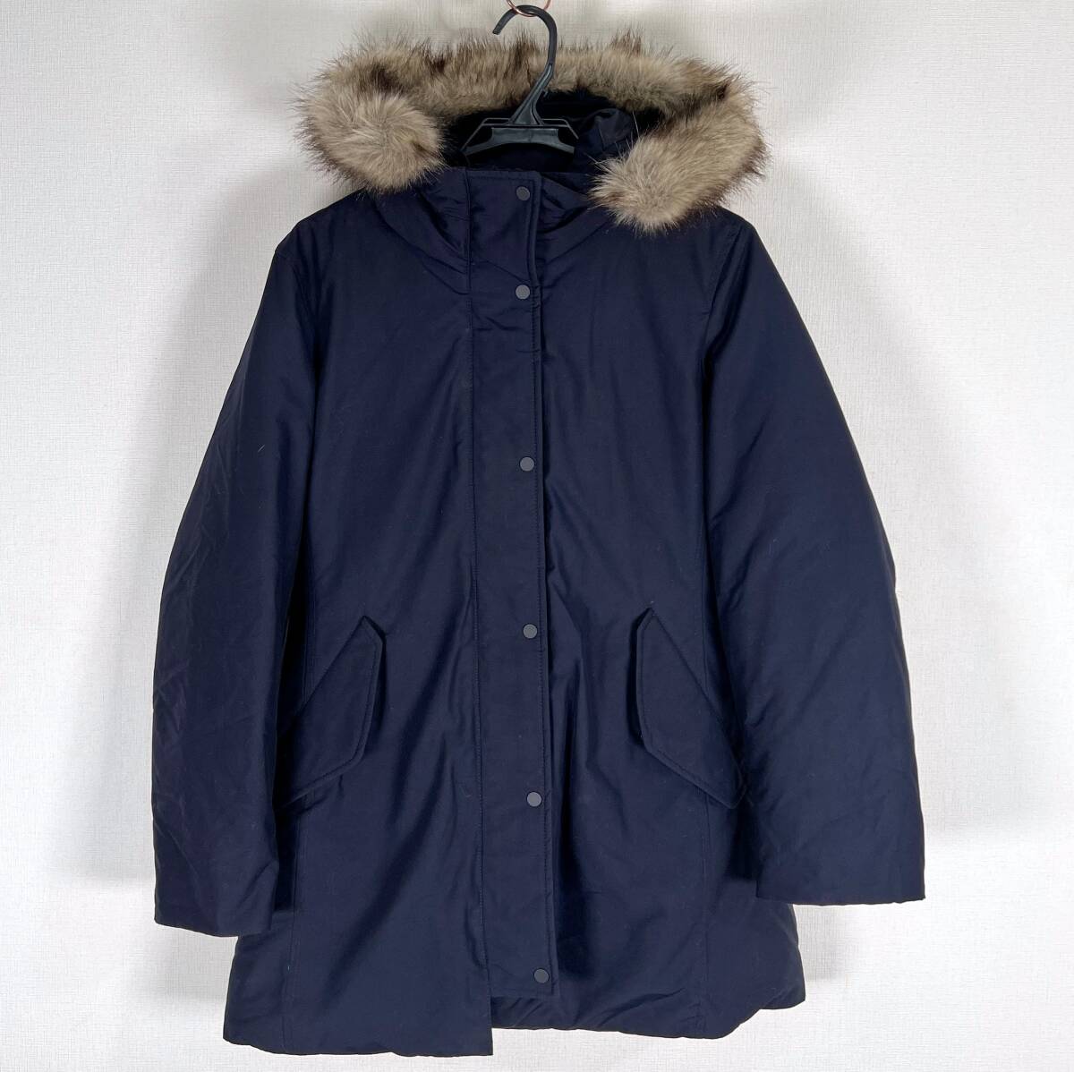 【UNIQLO】ユニクロ ネイビー ノンキルトダウンショートコート ジャケット アウター 女性用 レディース Lサイズ【c012】