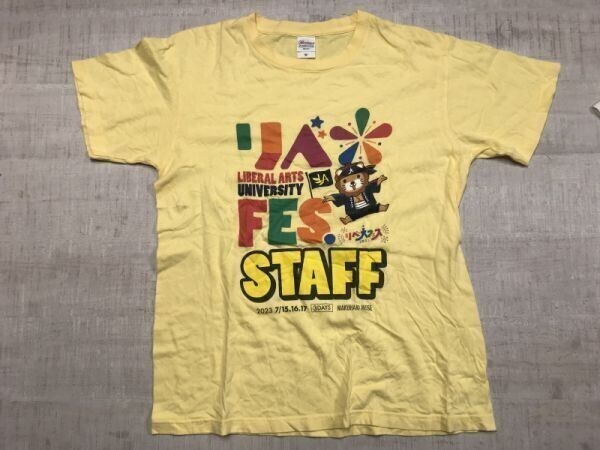 リベラルアーツ大学 LIBERAL ARTS UNIVERSITY リベ大フェス 2023 STAFF スタッフ 幕張メッセ 半袖Tシャツ カットソー メンズ M 黄色