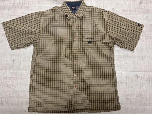 ローラーギア ROLLERGEAR オールド レトロ ストリート スポーツ 古着 チェック 裏地メッシュ 刺繍 半袖シャツ メンズ LL ベージュ