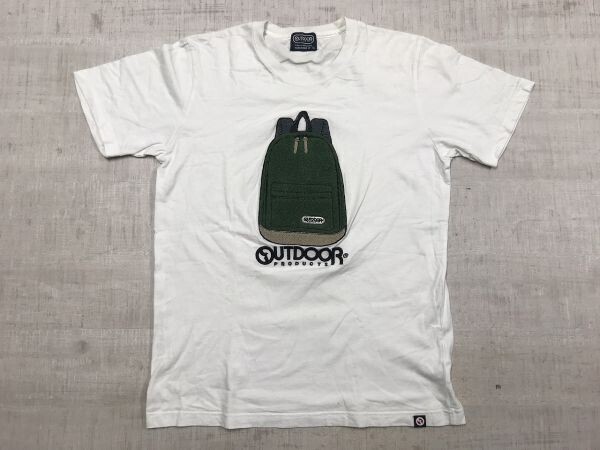 アウトドアプロダクツ OUTDOOR PRODUCTS アーバン アウトドア アメカジ 立体リュック ワッペン 半袖Tシャツ メンズ コットン100% L 白