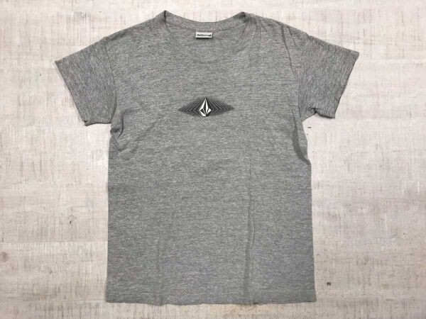 VOLCOM ボルコム USA製 オールド 90s スケート サーフ ストリート 古着 ロゴプリント 半袖Tシャツ レディース コットン100% M グレー