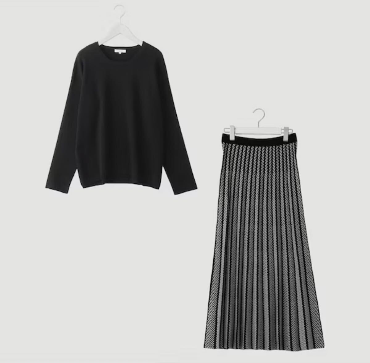 美品 PLST プラステ ジャガードニットスカートセットアップ プリーツ