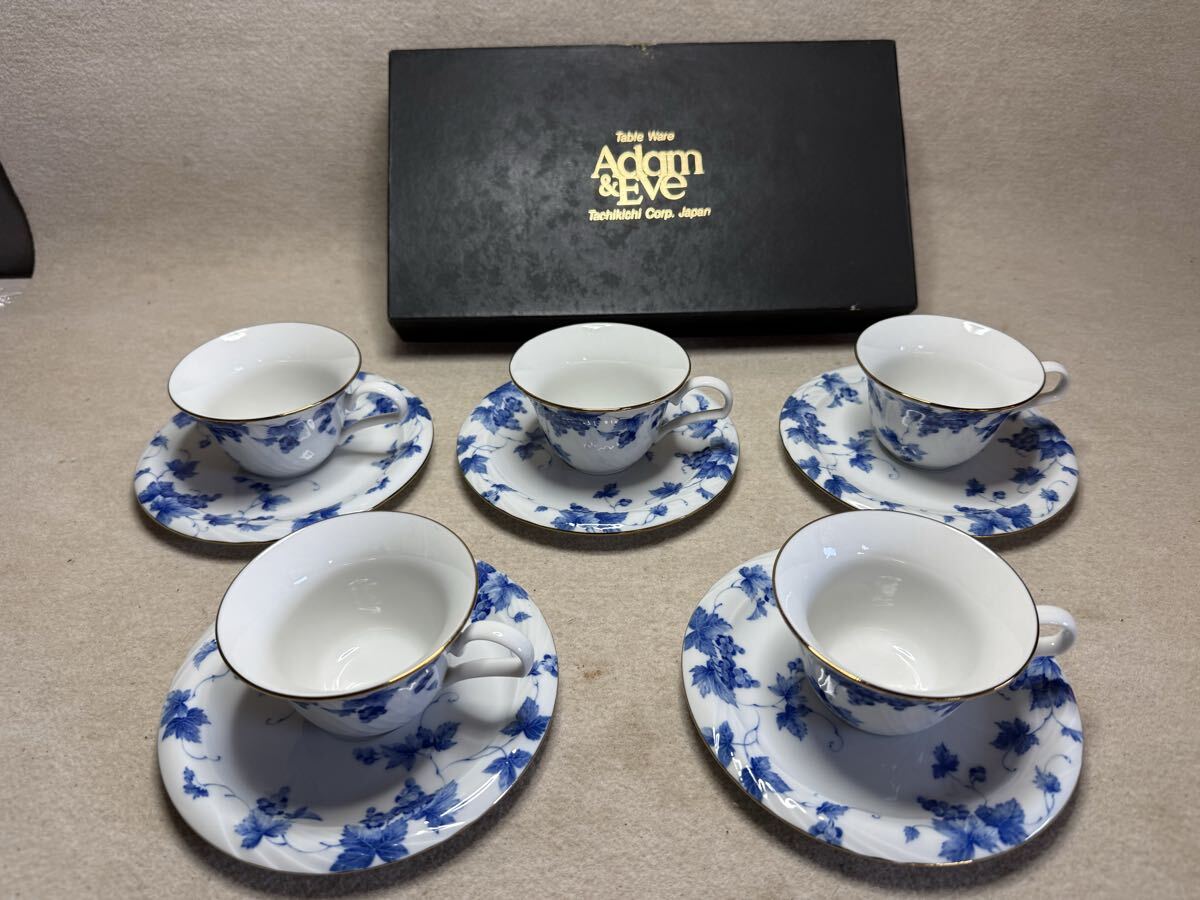 Adam&Eve Tachikichi Corp Japan カップ&ソーサーたち吉葡萄柄 5客セットコーヒーカップ