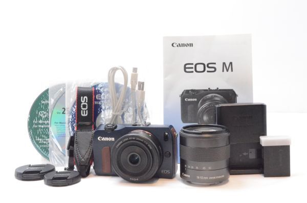 ★Canon キャノン EOS M ダブルレンズキット ベイブルー★#H0042508019A