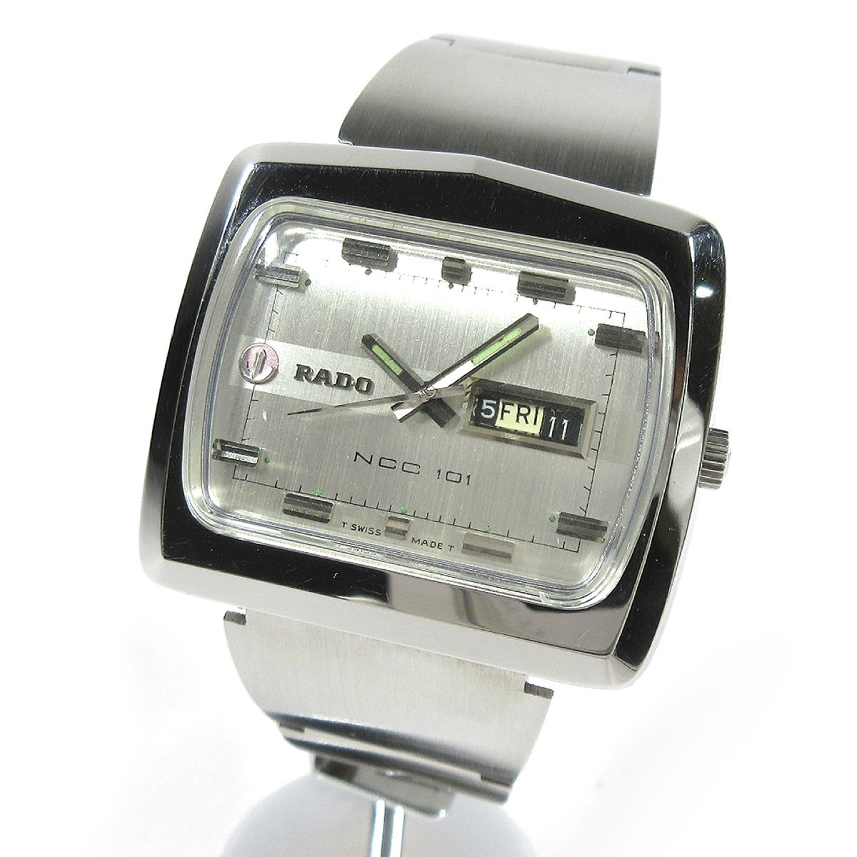 ラドー 1970年代 ヴィンテージ NCC101 11920 スクエア・ザ・グレイト シルバーデイデイト 41mm メンズ 自動巻 時計 SS A231