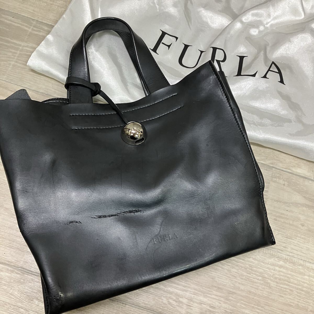 【43e12f77】FURLA フルラ デイバイドイット レザー トートバッグ ハンドバッグ 手持ちかばん 手提げ レディース　 ブラック