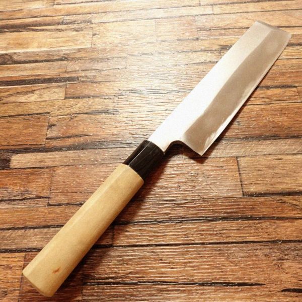 郷右馬允義弘 薄刃包丁 研ぎ済 片刃 菜切り ハガネ ほぼ未使用保管品 200mm