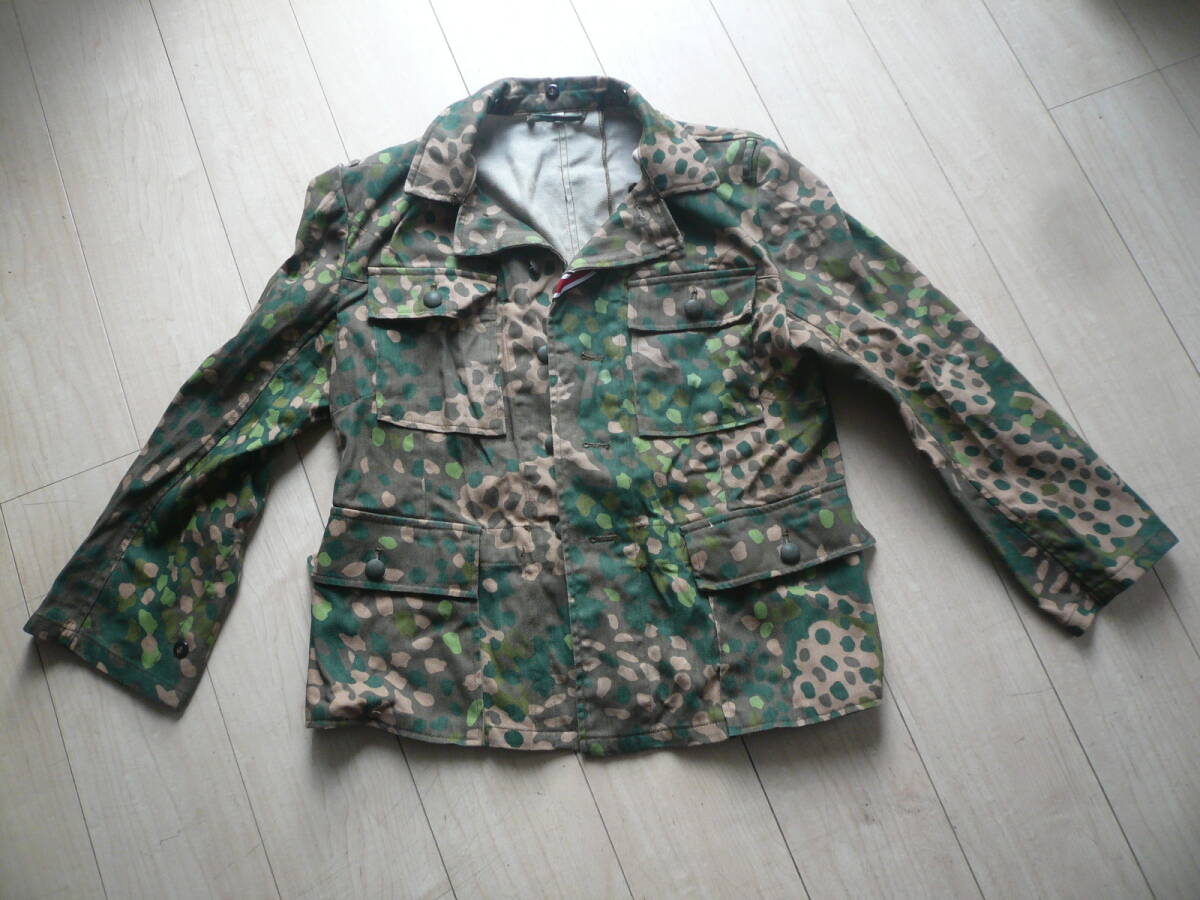 即決有　ww2 ドイツ第三帝国 武装親衛隊 M44 ドット迷彩　黒騎士十字章略章リボン付　 送料600円～