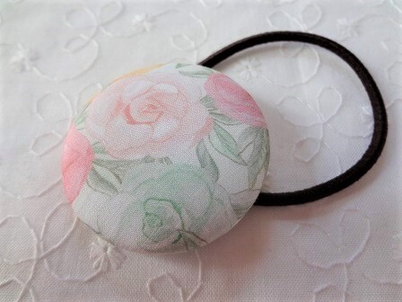 *ハンドメイド*リバティ*Covent Garden/ピーチフルール*コベントガーデン*３８ｍｍ*ヘアゴム*