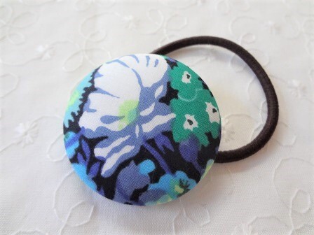 *ハンドメイド*リバティ*Thorpe/ブルー*ソープ*３８ｍｍ*ヘアゴム*