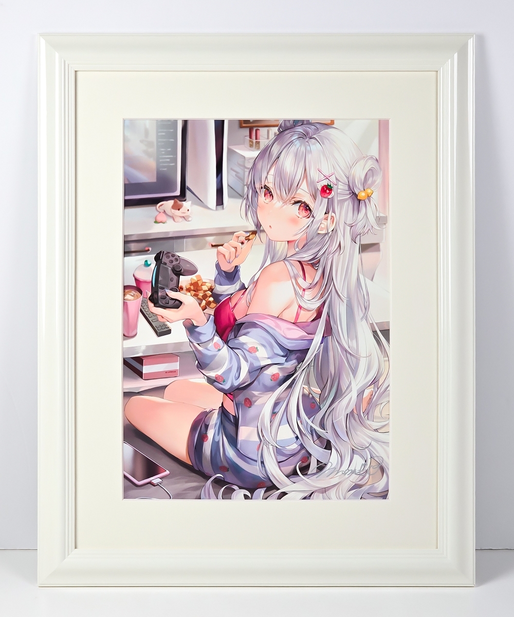 ももこ先生 さしみねこ屋 直筆サイン入り B4複製原画 軸中心派 E☆2