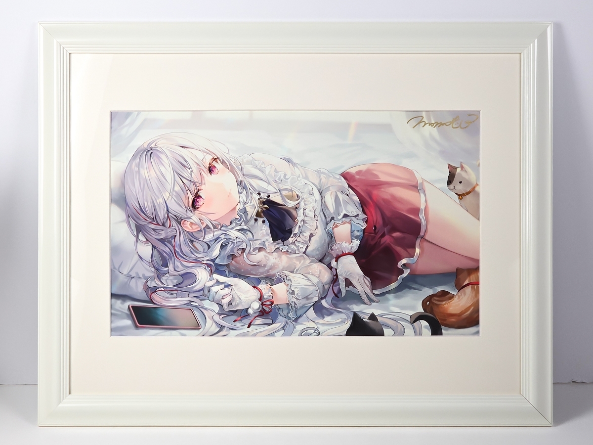 ももこ先生 さしみねこ屋 直筆サイン入り A3複製原画 軸中心派 E☆2