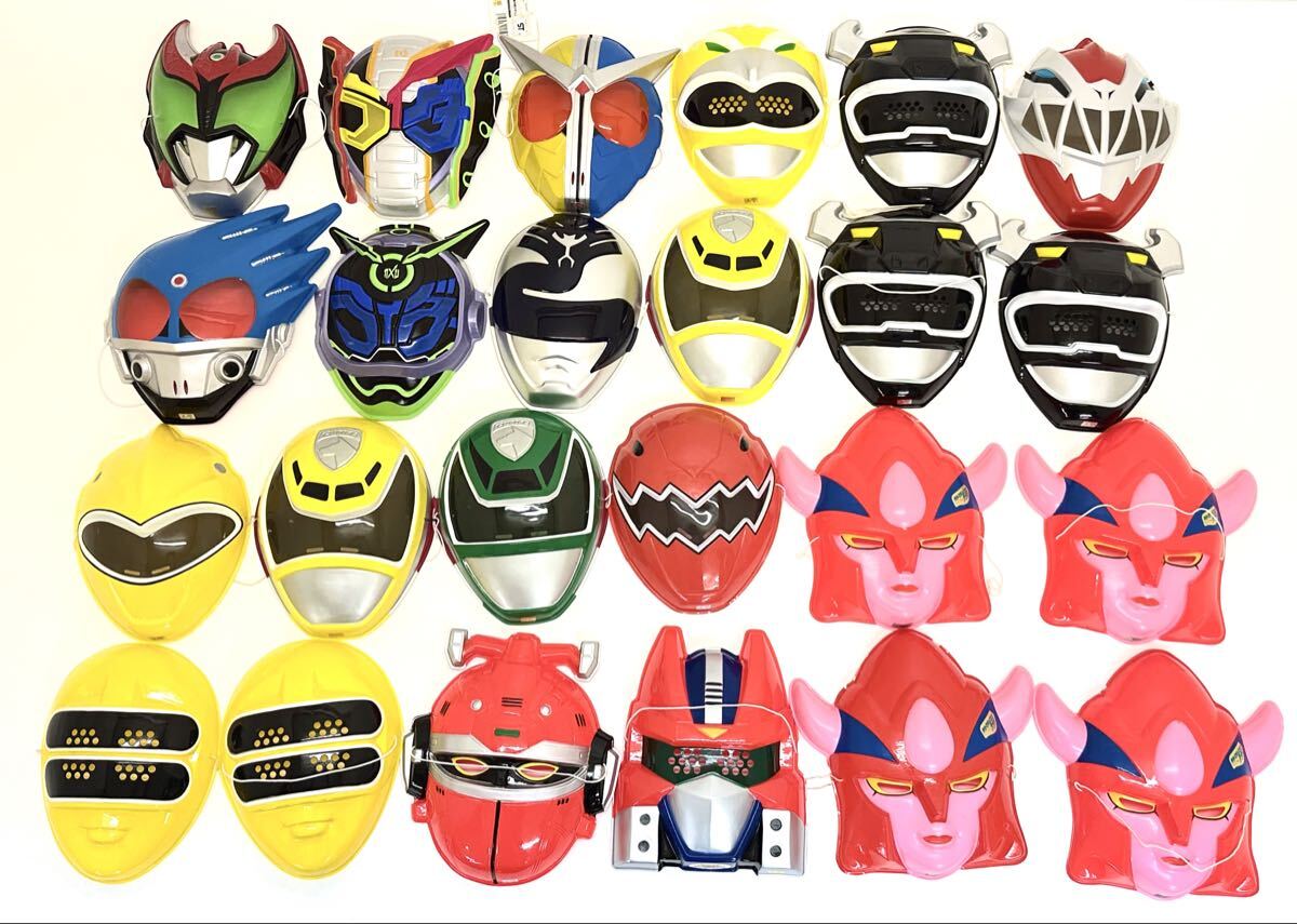 当時物 お面 24個セット ゲッターロボ翔 ロボタック 仮面ライダー 戦隊ヒーロー 特撮 昭和 平成 レトロ