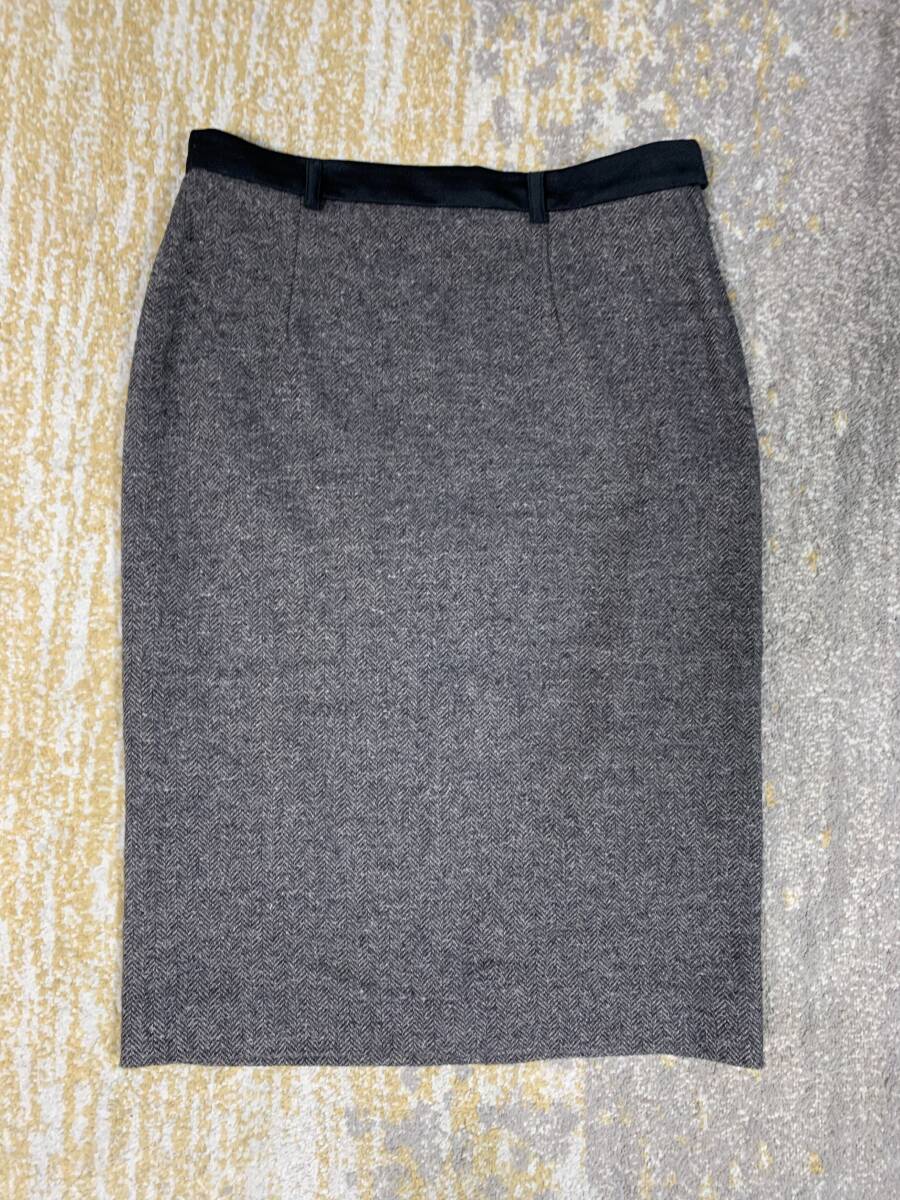 美品　ランバン　フランス製　ファーストライン　ヘリンボーンツィード　スカート　茶系　M 36