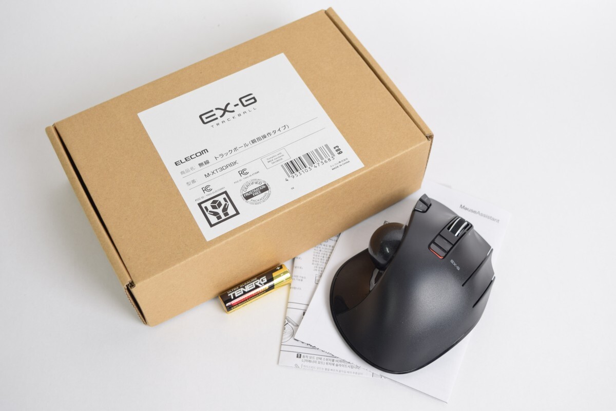 ELECOM エレコム EX-G ワイヤレス トラックボール マウス M-XT3DRBK ブラック 電池付 エクストリームグリップ 6ボタン RR-73K/712