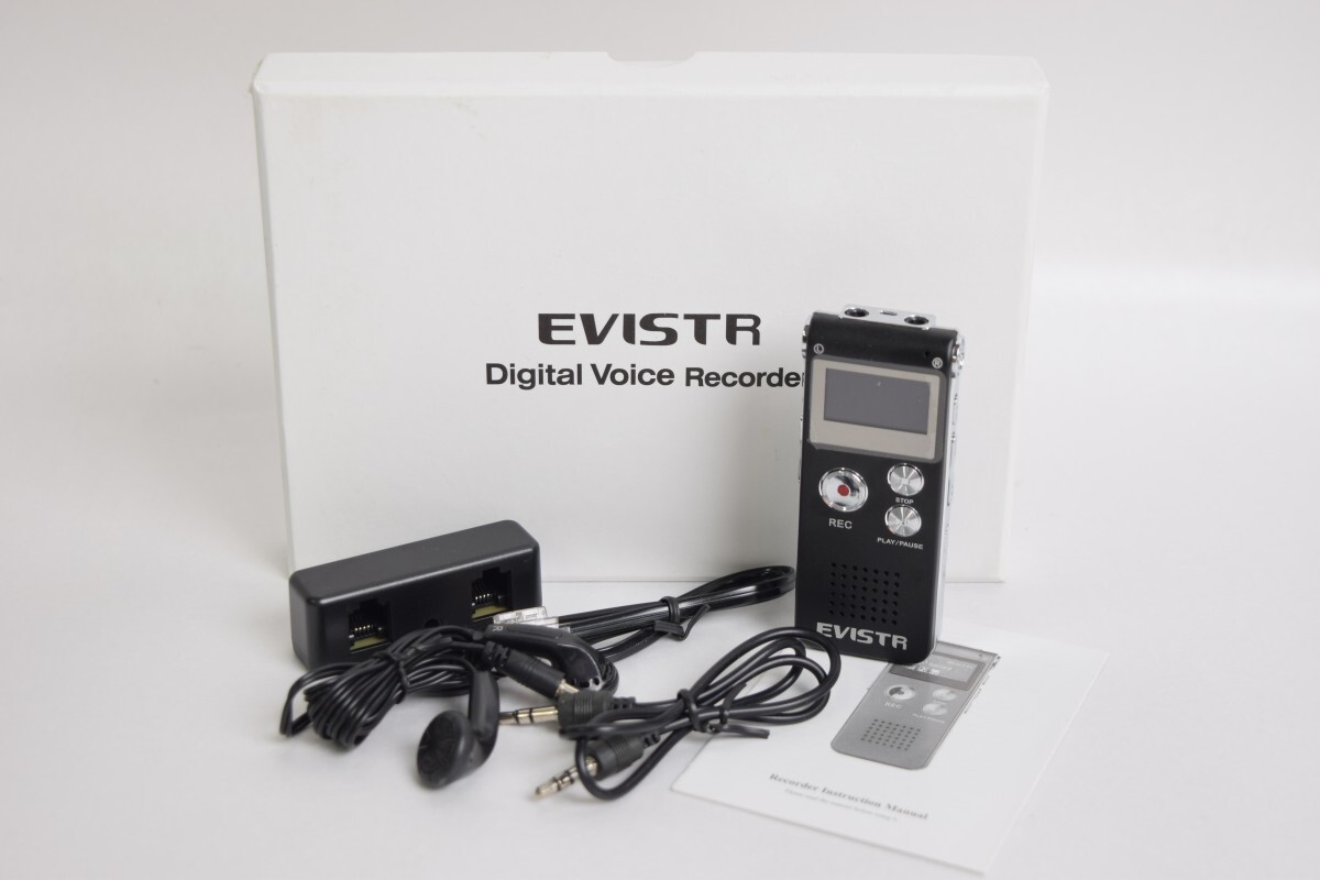 動作品 EVISTR デジタルボイスレコーダー 8GB 元箱 イヤホン ケーブル付 オーディオ プレーヤー レコーディング 録音 RR-74K-B/712
