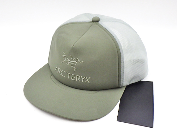 【タグ付き】ARC'TERYX アークテリクス ロゴトラッカーフラットキャップ 帽子 カーキ系 メッシュ ポリエステル