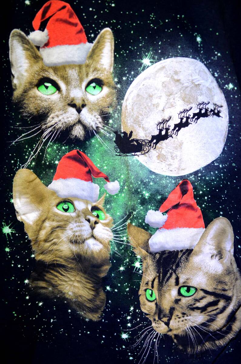 D530/アメリカ直輸入 Ｔシャツ cat サンタ　クリスマス　美品！