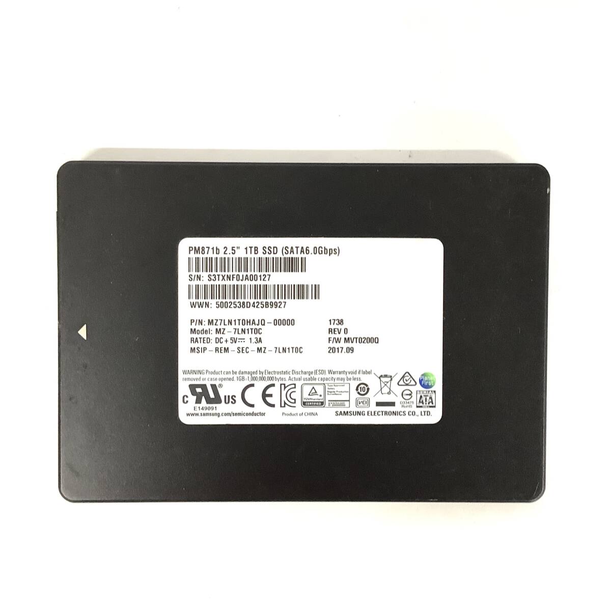K71007185 SAMSUNG PM871b SATA 1TB 2.5インチ SSD 1点 使用時間:21861【中古動作品】080511