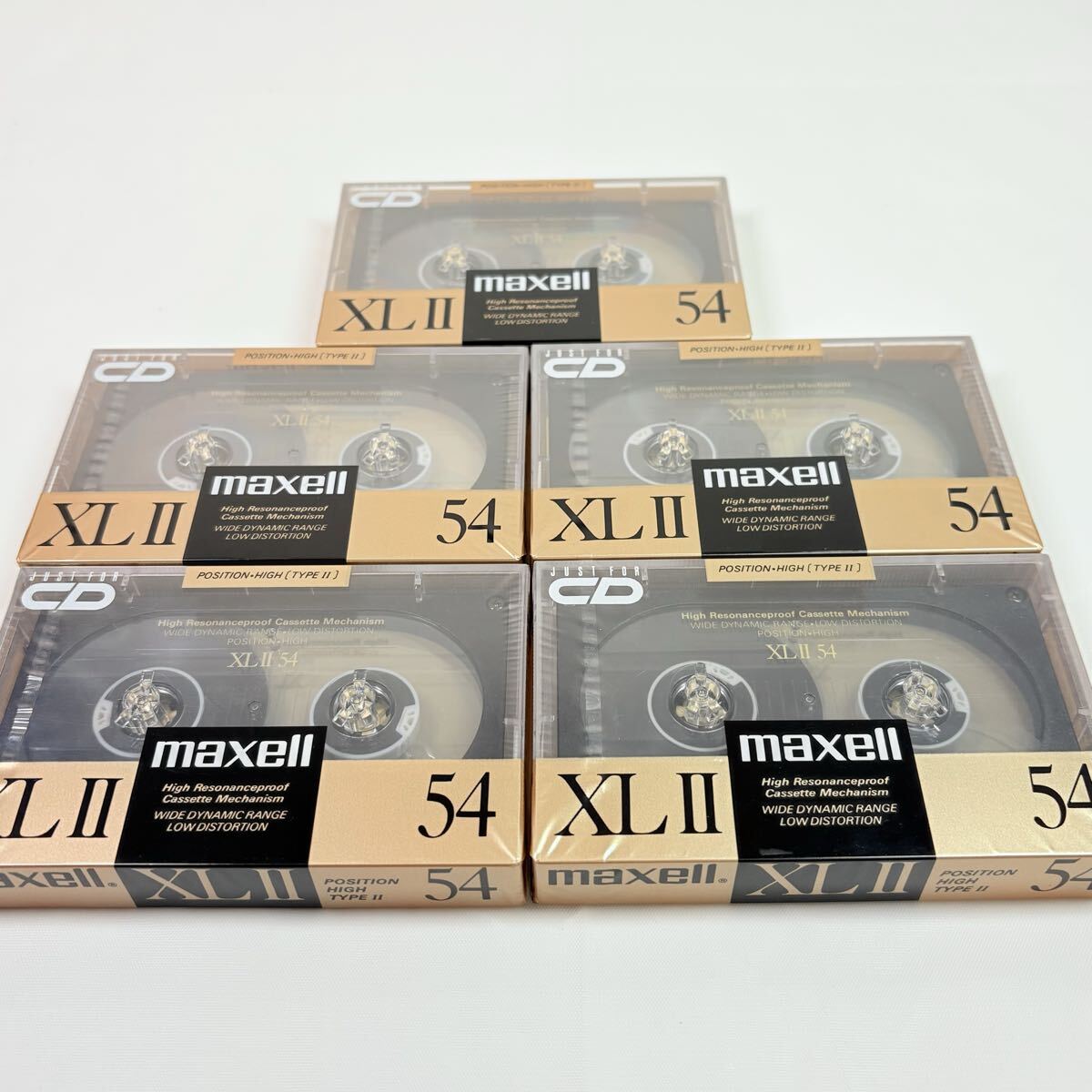 美品未開封品　maxell XL2 54D カセットテープ　5点まとめ　マクセル　ハイポジション　記録媒体　レトロ