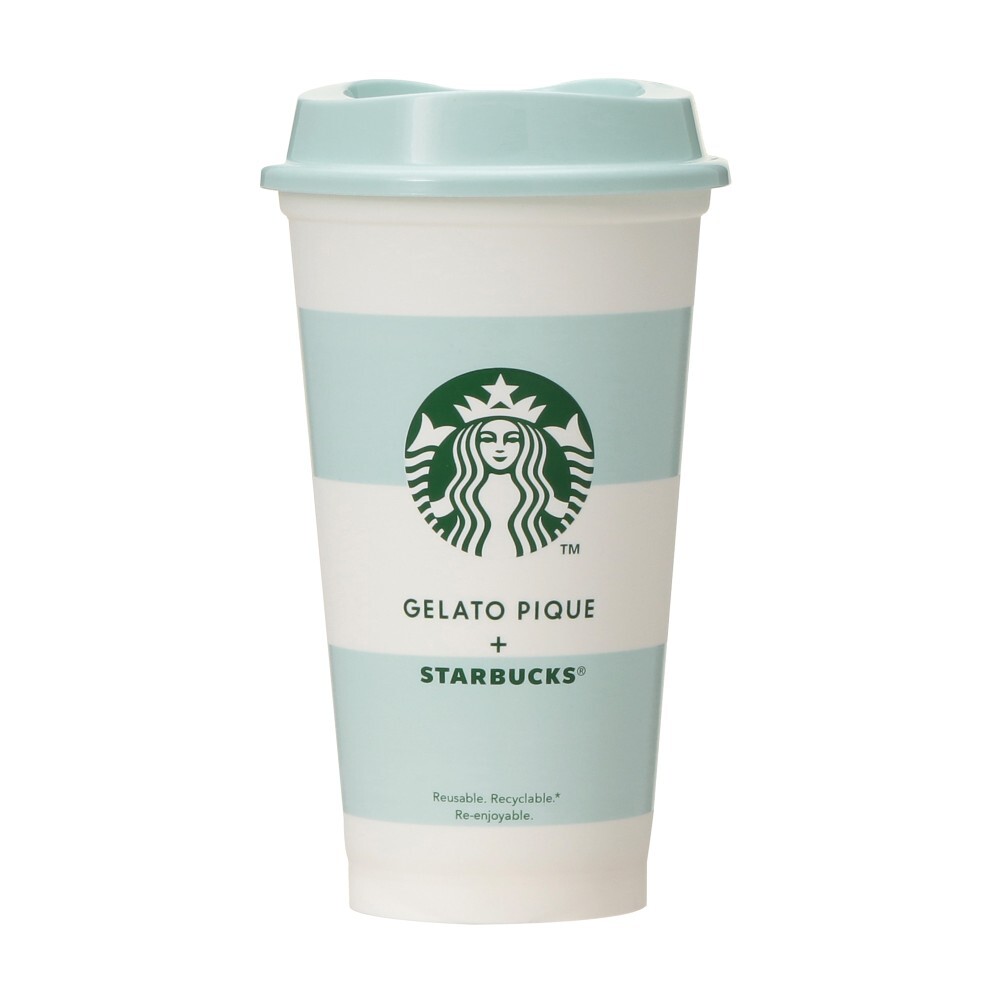 ★☆送料290円可スターバックスgelato piqueボーダー リユーザブルカップ ミントグリーン 473mlジェラートピケSTARBUCKSスタバ新品未使用品