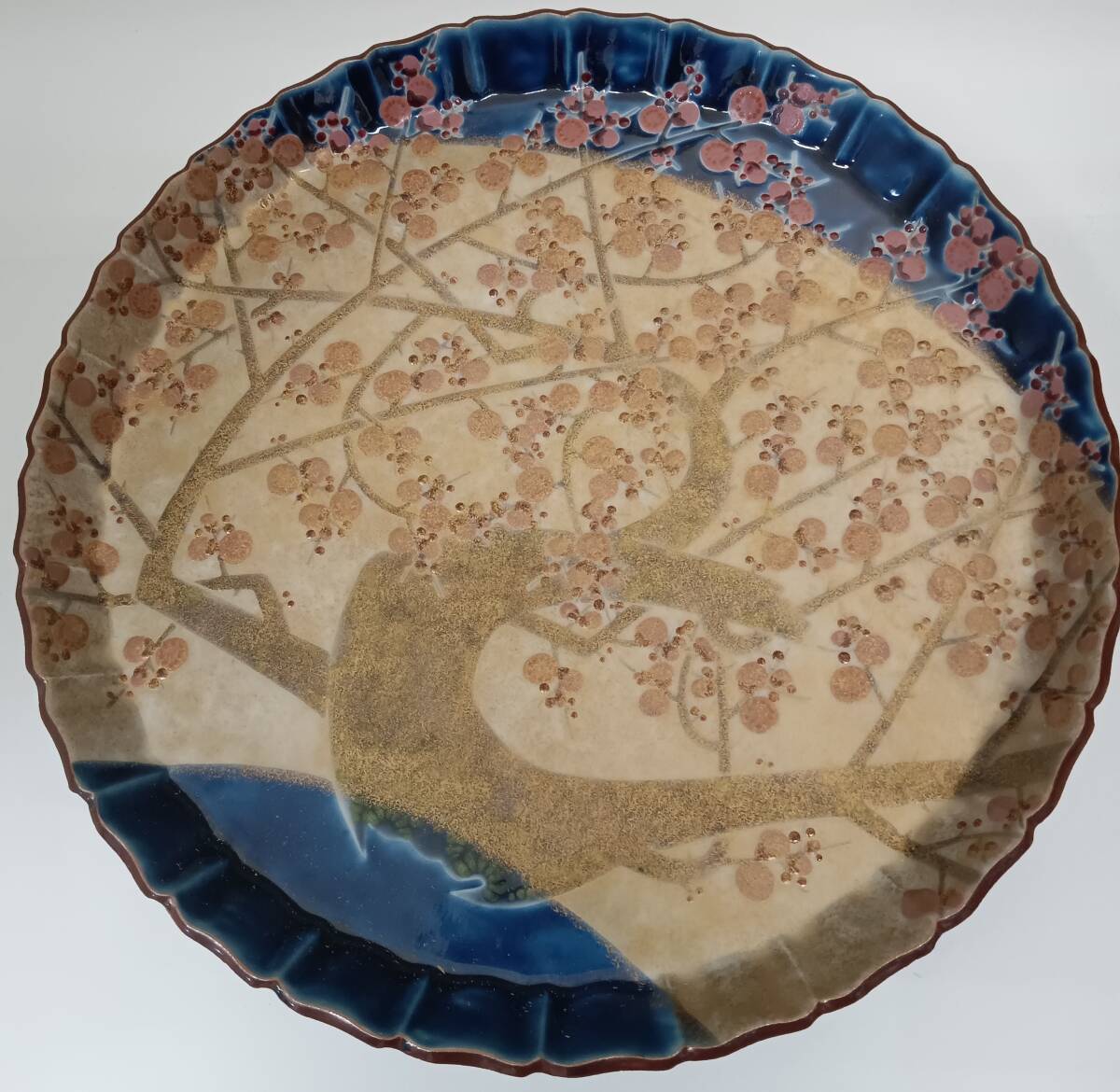 ☆迫力の一品☆ 九谷焼 大皿 横幅約26cm 木箱付き 説明書付き 【No.36】