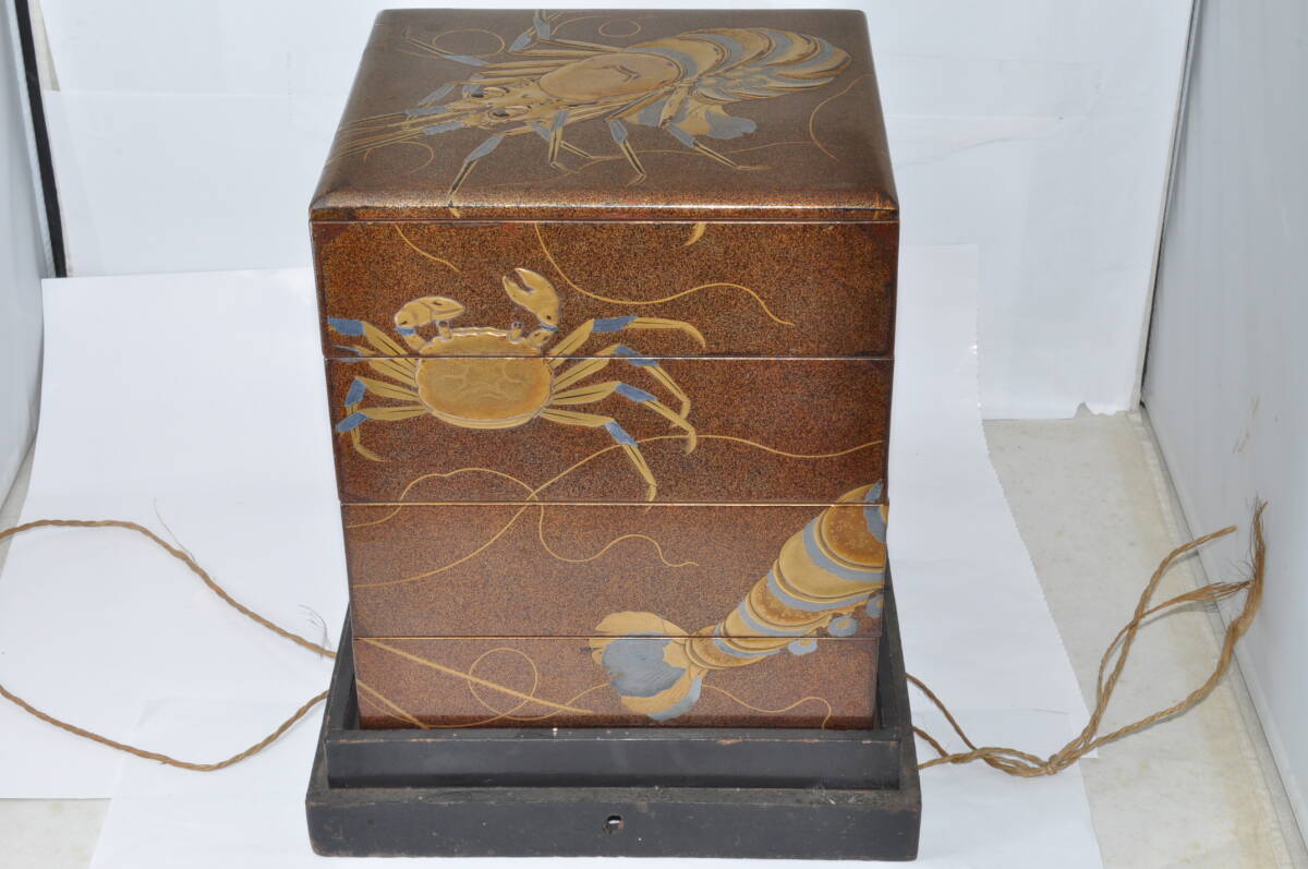 ☆貴重な一品☆ 重箱 四段重 伊勢海老 上原忠平 時代物 骨董品
