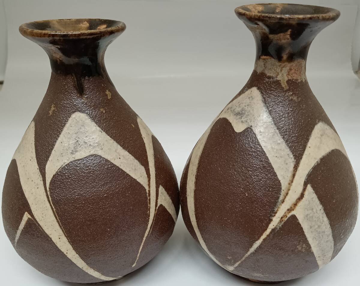 ☆貴重できれい☆ 益子焼 花瓶 焼物 花瓶 骨董品 高さ約13cm 重さ313g 333g