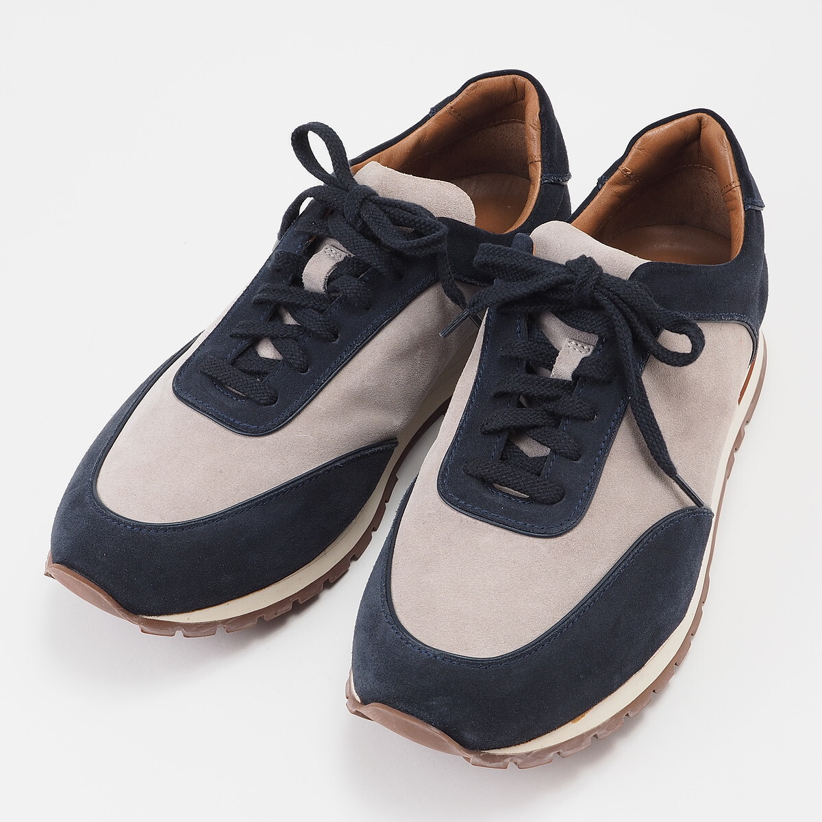 LoroPiana ロロピアーナ WEEKEND WALK スエードシューズ スニーカー ネイビー×グレー 41 1/2 26.0cm相当 メンズ