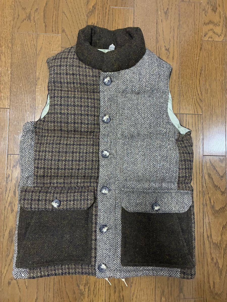 ユナイテッドアローズ×HARRIS TWEED　ハリスツイード　ダウンベスト　クレイジーパターン　極美品