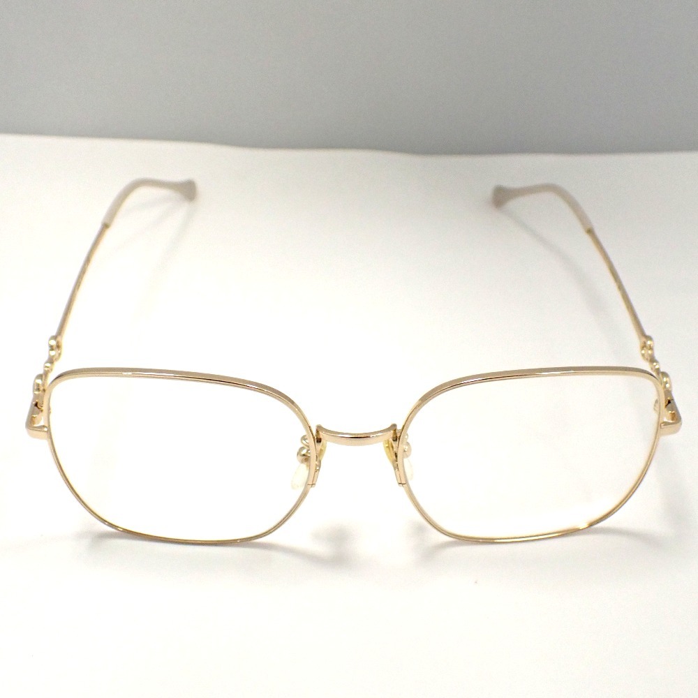 ThH468 グッチ メガネ 眼鏡 GG08830A ゴールド系 レンズ(度入なし) GUCCI 良好・中古