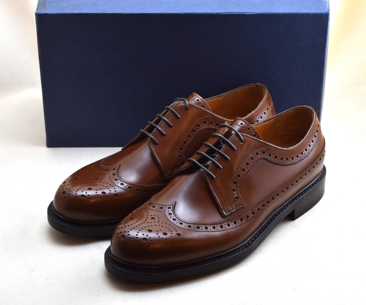 JALAN SRIWIJAYA　ジャランスリワヤ UK6.5　グッドイヤー式アメリカンブローグ　COGNAC HI SHINE　99037　25-25.5cm相当　未使用品