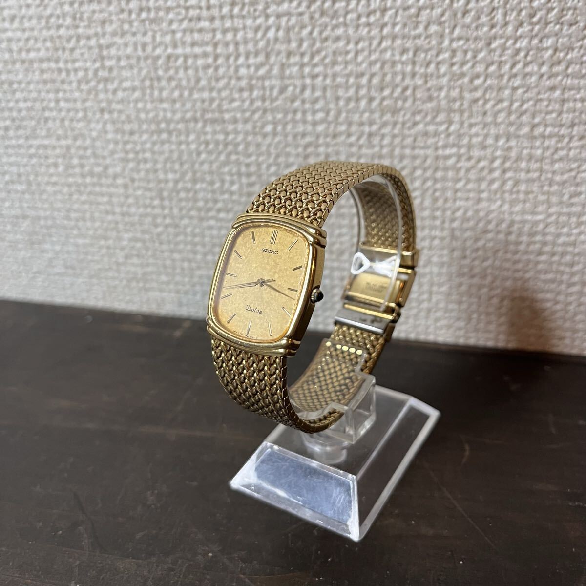 稼働品 セイコー SEIKO ドルチェ Dolce 7741-5110 クォーツ メンズ腕時計 ゴールド文字盤 3針 