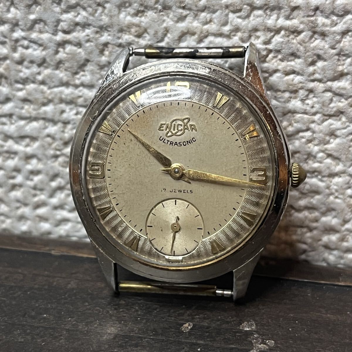 稼働 ENICAR エニカ 手巻き ultrasonic ウルトラソニック antimagnetic swiss made スイス メイド 1064-12 腕時計 フェイスのみ