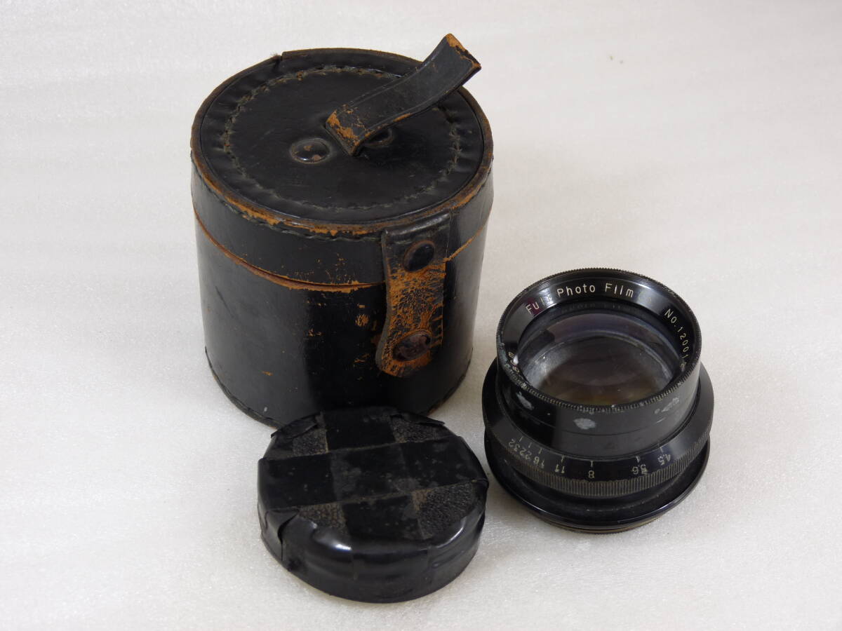 【やや難あり】FUJI Rectar 18cm F4.5 キャップ ケース付き 大判バレルレンズ