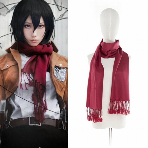 「abj-a2」 アウトレット 進撃の巨人 ミカサ風 マフラー (赤) コスプレ