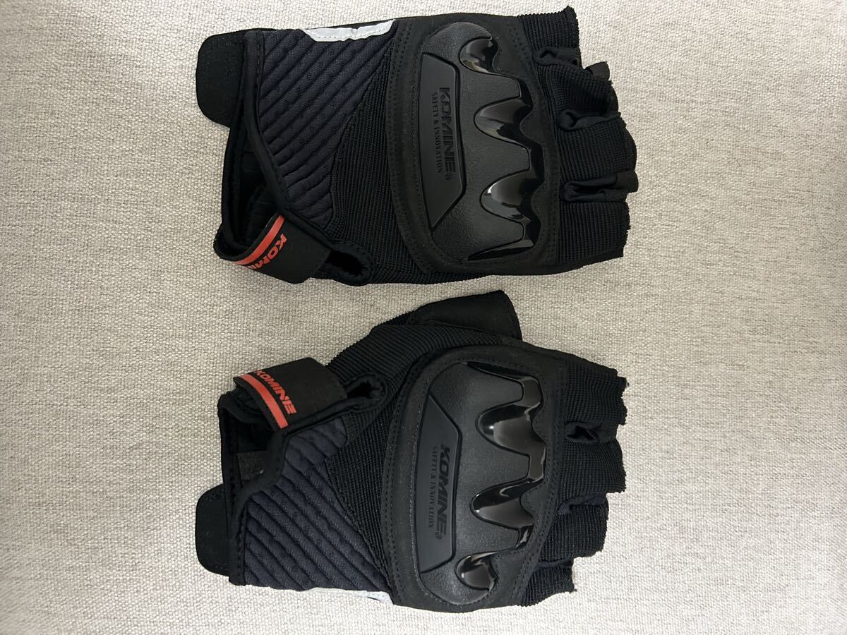 コミネ] バイク用 グローブ プロテクトメッシュハーフフィンガーグローブ ブラック 2XL GK-242　美品　USED