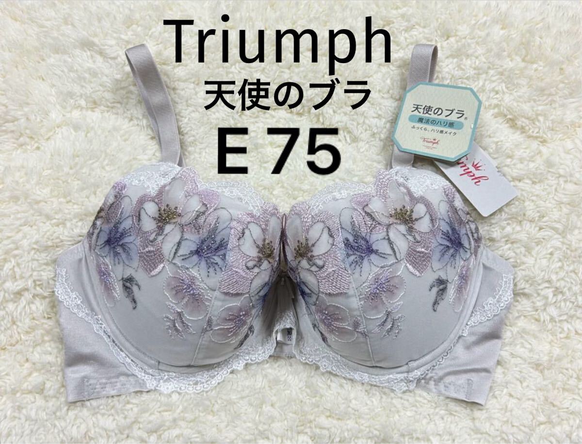 E75 トリンプ　Triumph 天使のブラ スリムライン ブラジャー 魔法のハリ感 グレー