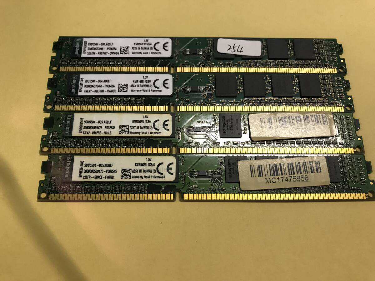 254★中古品 KingSton KVR16N11S8/4x 4GB X4枚 デスクトップ用 メモリー 計16GB★