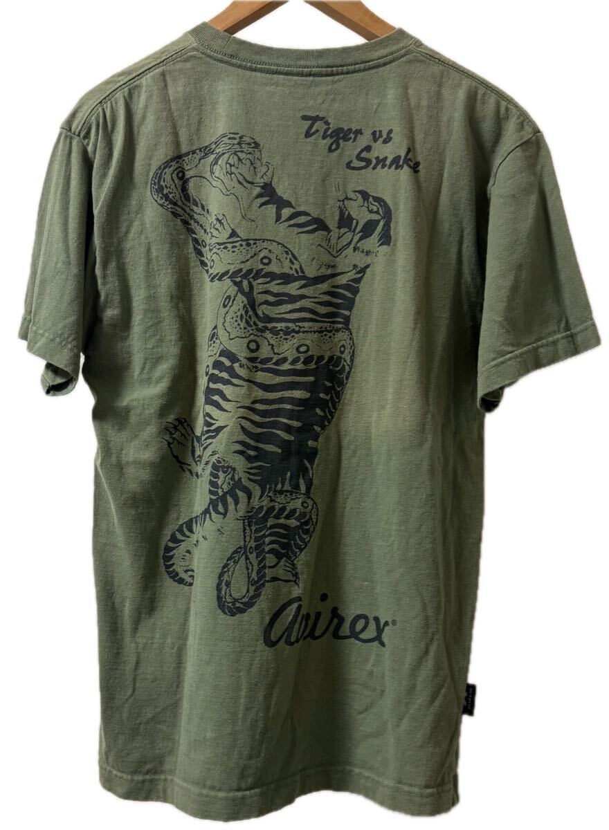 AVIREX Tiger vs Snake Best Bout アビレックス Tシャツ カーキ 半袖 size M
