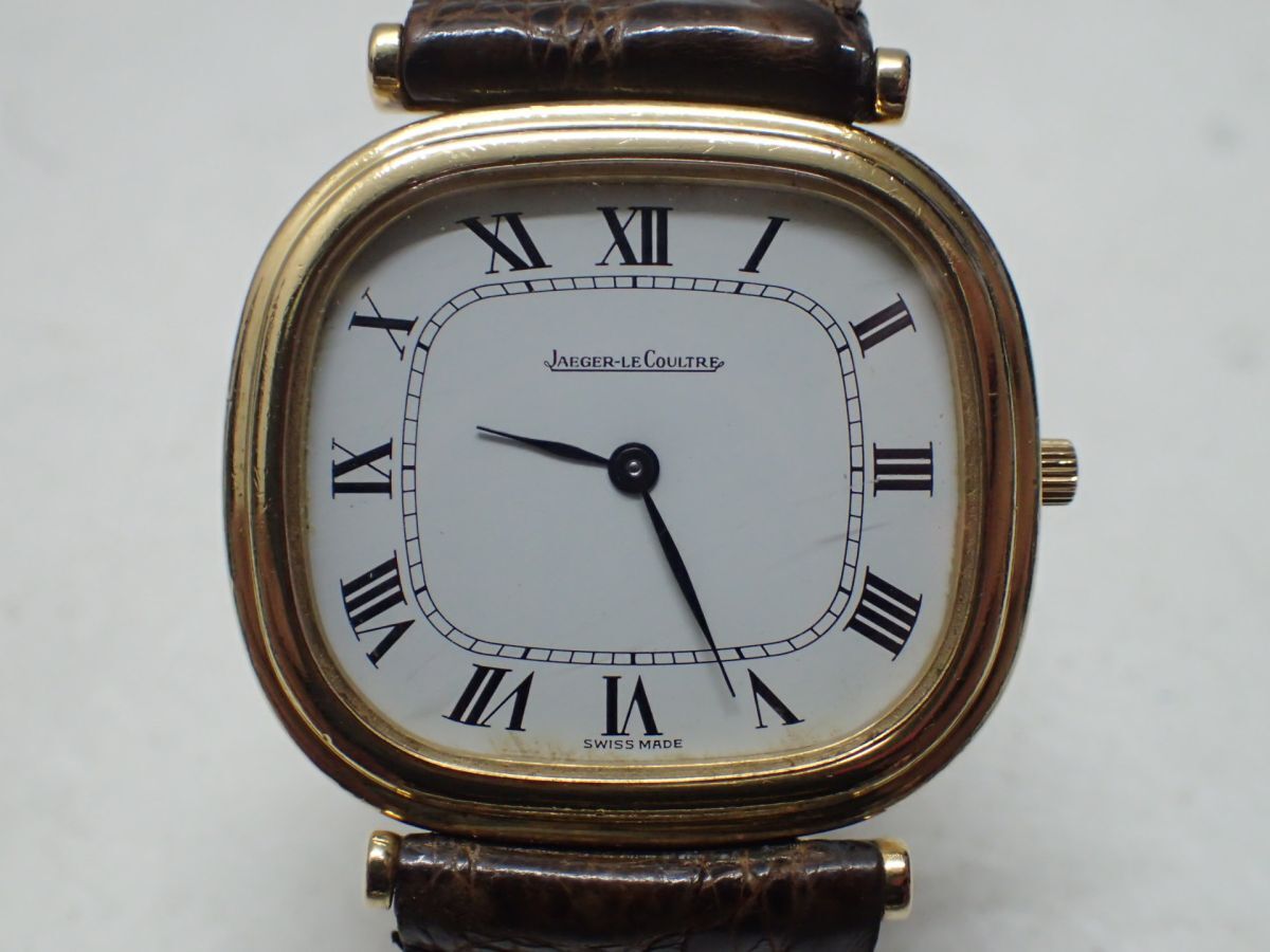 M585/6E〇JAEGER LECOULTRE 9132 21 CUSHION Hand-Winding K18YG 尾錠K18 ジャガールクルト メンズ手巻〇