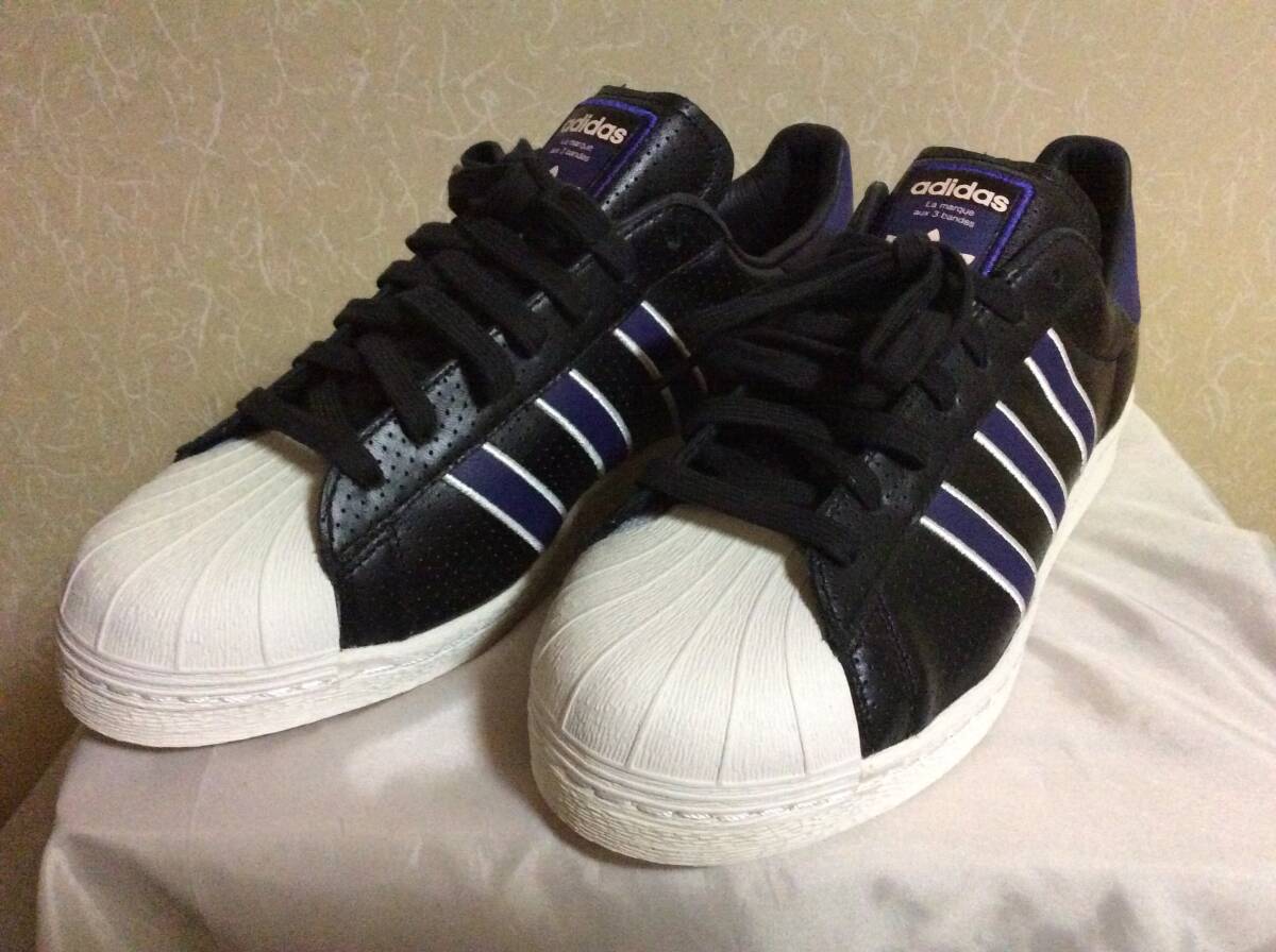 ★　2024年製　adidas　スーパースター　黒白紫パープル　薄タン　薄ベロ　個人保管　新品未使用　　　　27.0㎝80s　