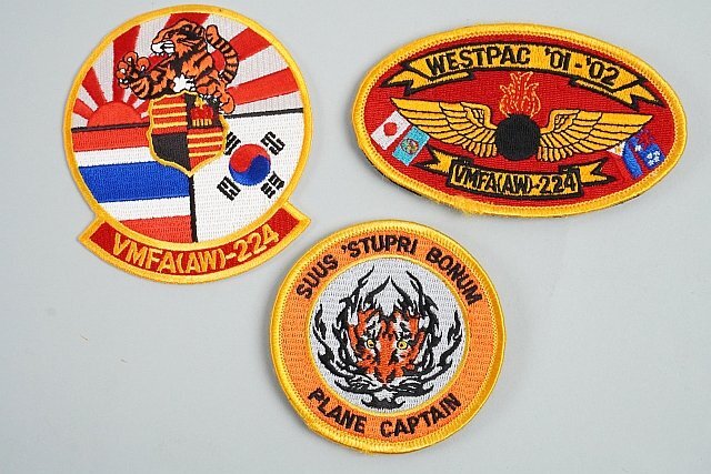 アメリカ海兵隊 第224全天候戦闘攻撃隊 VMFA(AW)-224 WESTPAC などワッペン / パッチ 3点セット 2点ベルクロ付き